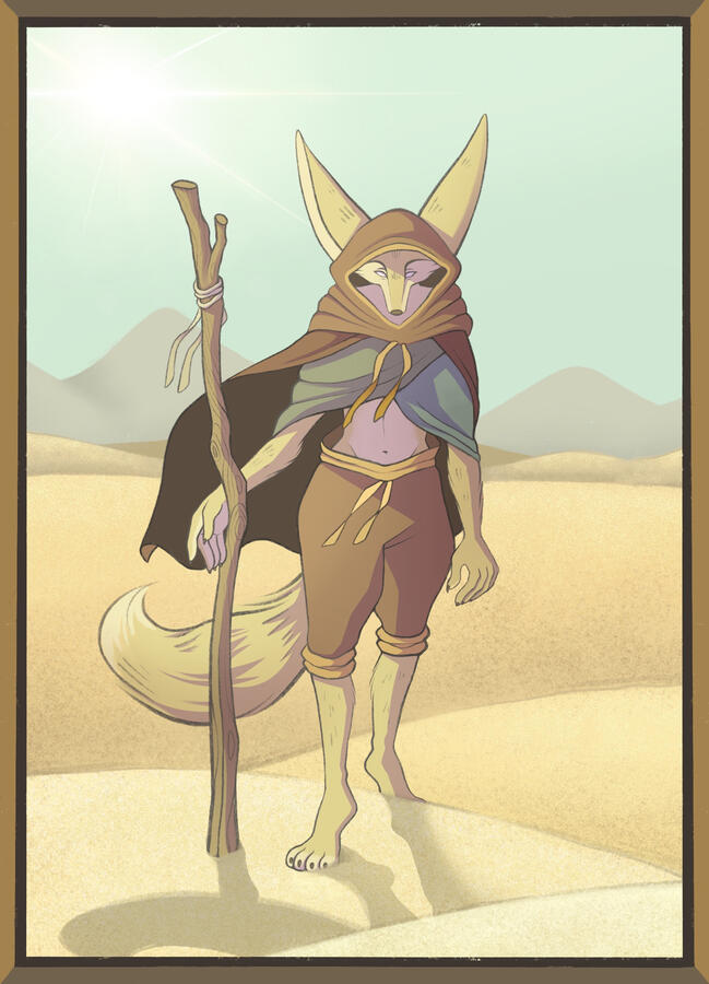 NOMAD Cell-shaded + full-body (simple pose) + 1 simple prop + simple scene (commission equivalent = $41)